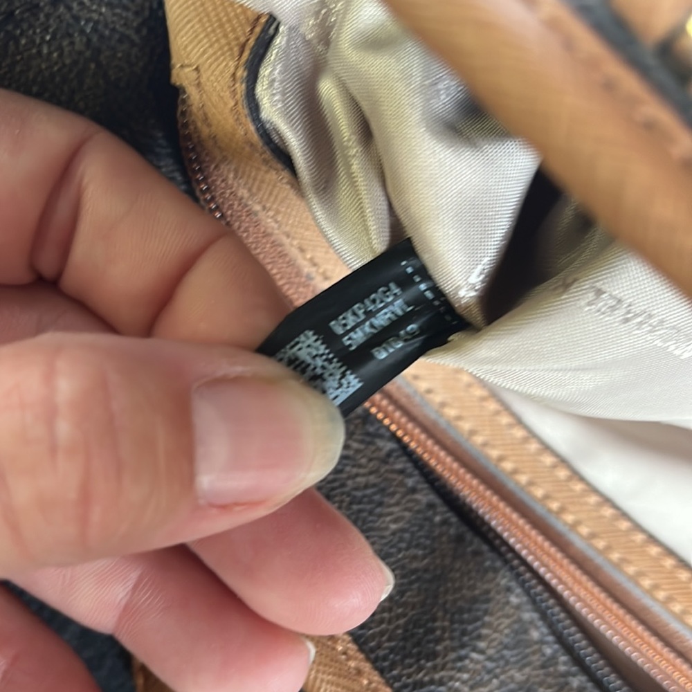 Michael Kors Brown and Tan Monogram Tote Shoulder Bag - Picture 9 of 11